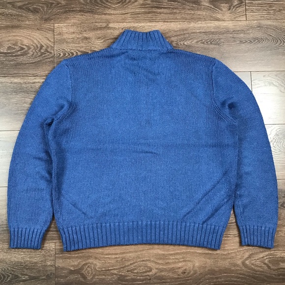 Polo Ralph Lauren Men’s Vintage Blue Cable Knitted 1/4 Zip Pullover Sweater XL - Picture 5 of 6